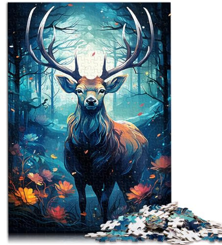 Puzzle 1000 Teile für Erwachsene magischer Hirsch Cartoon-Puzzle 50 x 75 cm mit passendem Poster und Quizblatt für 14-Jährige