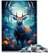 Puzzle 1000 Teile für Erwachsene magischer Hirsch Cartoon-Puzzle 50 x 75 cm mit passendem Poster und Quizblatt für 14-Jährige