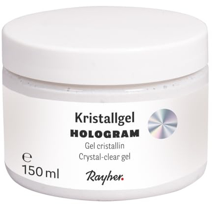 Rayher Kristall-Gel Hologramm, Modellier-Gel für halbtransparente, lichtdurchlässige, reliefartige Strukturen mit faszinierenden Hologramm-Effekten, Dose 150 ml, 35105000