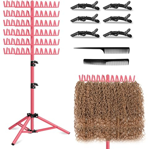 LPHGFZA Braiding Hair Rack, 144 Pegs Braiding Rack Stand for Hair, 2-sided Height Adjustable Standing Hair Extension Holder with Stylist Hair Braiding Tools