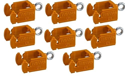 UvV UVQS Klemmschellen Set mit 8 Schilderklemmschellen Kunststoff mit Ösenschraube für temporäre Beschilderungen, Verkehrszeichen insb. für Baustellen (Kunstoff-U-Orange)