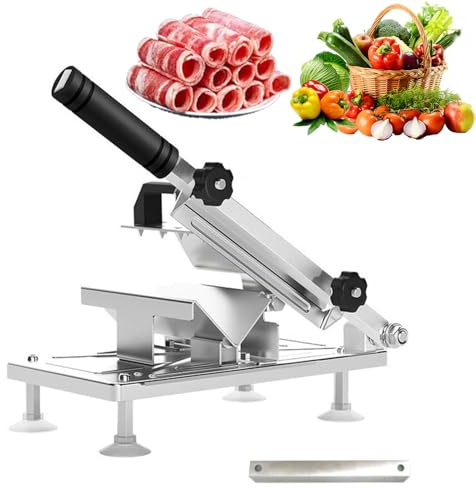 Manual Meat Slicer, Stainless Steel Meat Vegetable Cutter Adjustable Thickness Slicer Slicing Machine for Fish, Chicken, Beef