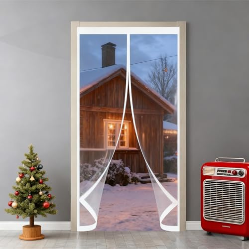 Rideau de Porte Thermique 70 x 205 cm Anti Froid et Chaleur Vent Isolation Phonique Imperméable Transparent Rideau Thermique pour Cuisine et Salon de Porte, A
