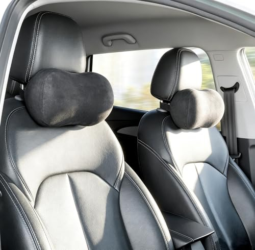 Dapucarin Auto Nackenkissen Kopfstütze, Ergonomische Nackenstütze mit Memory Foam, Autositz Kopfkissen für alle Fahrzeuge, Car Headrest Neck Pillow for Driving, Schwarz, 2 Stück