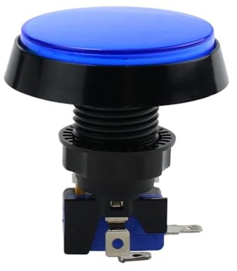 Button 5 Colors LED Light Lamp 60MM Big Round Video Game Player Push Button Switch(Blue) UYCUODLUY
