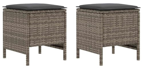 vidaXL 2 STK. Garten-Fußhocker PE-Rattan Grau und Dunkelgrau