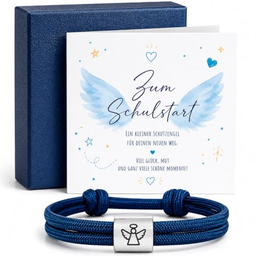Einschulung Geschenk Für Jungen Set: Schulkind Armband & Grußkarte & Box | Geschenke Zur Einschulung Junge, Armband Verstellbar (15-30cm), Schulkind 2026 Junge, Schultüte Jungen, Schultüte Füllung