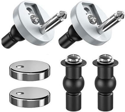 2 Pieces Toilet Seat Fixing Kit Universal Soft Close Hinge Replacement | Quick Release Toilet Seat Fixings Toilet Seat Fittings for Use with Most Standard Size Top Fixed Toilet Seats(Silver)