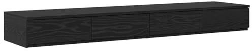 Generico Bettkasten Eiche Schwarz 140 x 36,5 x 16,5 cm, Bettkasten 140x36 mit 4 Schubfächern, Mehrschichtholz, Sitz oder Stufe, max. Belastung 100 kg