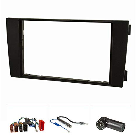 tomzz Audio 2403-022 Doppel DIN Radioblende Set kompatibel mit Audi A6 C5 4B schwarz mit Aktivsystemadapter ISO Fakra Antennenadapter Phantomeinspeisung DIN ISO nur Modelle mit Symphony