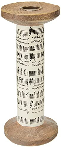 Festive Productions Polyresin Spindel Kerzenhalter mit Holz Effekt, Mehrfarbig, klein