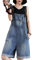 Shengwan Salopette Donna Jeans Corta Gambe Larghe Pantaloncini Dungarees Denim Overall Jumpsuit con Tasche Blu XL