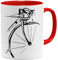 OM3® Retro Bike Rad Fahrrad Tasse | Keramik Becher | 11oz 325ml | Fun Bicycle Fahrradfahrer | Rot