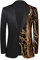 PYJTRL Uomini Moda Viola Colorato Velluto Lustrini Blazer (38, Black)