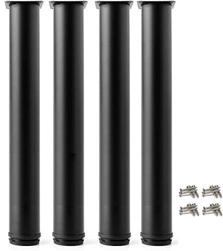 Drenky Tischbeine Metall Schwarz,4 Stück Möbelfüße Verstellbar 300mm Tischbeine Höhenverstellbar Möbelfüße Schwarz Edelstahl Gesamthöhe 300mm-315mm Kommen mit Edelstahlschrauben für Möbel Projekt