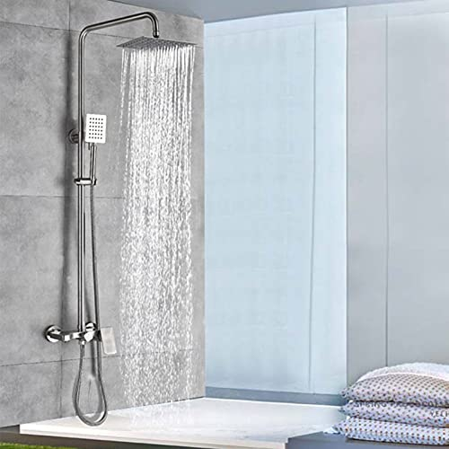 Duscharmatur-Set Nickel gebürstet, Edelstahl 10-Zoll-Regenduschkopf-Kit, Wand-Duschmischer für die Wandmontage, Außenduscharmaturen