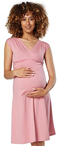HAPPY MAMA Donna Abito prémaman per L'Allattamento Vestito Estivo Elegante 256p (Rosa Scuro, IT 42, M)
