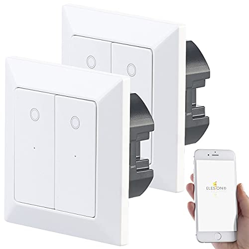 Luminea Home Control Elesion Schalter: 2er-Set Doppel-Lichttaster mit WLAN, App und Sprachsteuerung (Smart-Lichtschalter Alexa, WLAN Lichtschalter-Taster, TUYA)