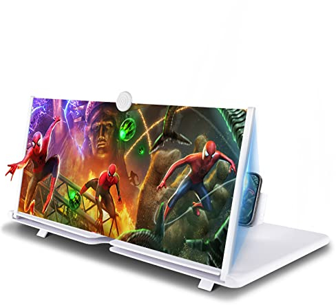 Newseego 18-Zoll-Faltbare Telefon-Bildschirmlupe HD-Handy-Bildschirmverstärker mit Pull-Design und Ständerhalter Augenschutz 3D-Film-Video-Lupe für alle Telefone-Weiß