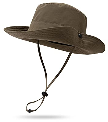 Clakllie Wasserdicht Sonnenhut Herren Damen Outdoor Fischerhut mit Kinnband Faltbarer Sommer Buschhut UV-Schutz Safari Boonie Hat Fisherman Cap Safari Sun Hat,XT05-Green