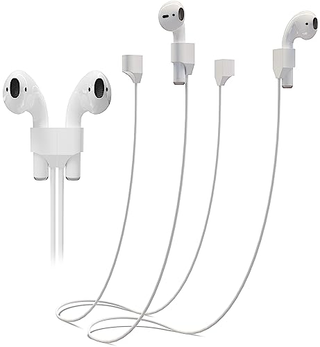 MyGadget 2X Magnetische Straps kompatibel mit Airpods 1 | 2 | 3 | Pro - aus Silikon und ideal für Sport - [ 70 cm Lang ] - Halteband in Weiß