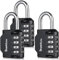 SharkByte Combination Padlock - 4-Dial Heavy Duty Combination Lock, Weatherproof Outdoor Lock Re-settable Combination Padlock for Gym, School, Locker, Outdoor Shed, Storage, Cabinet, Toolbox (3 Pack)