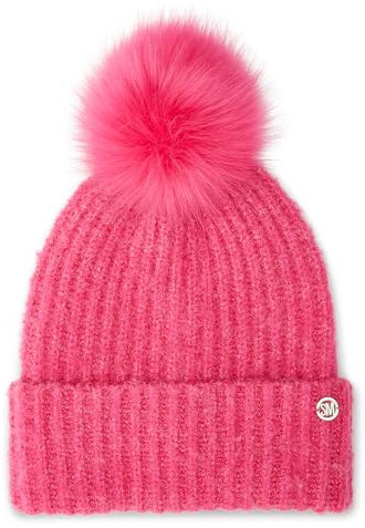 Steve Madden Damen Melierte Rippstrickmütze Beanie-Mütze, Knallpink (Hot Pink), Einheitsgröße