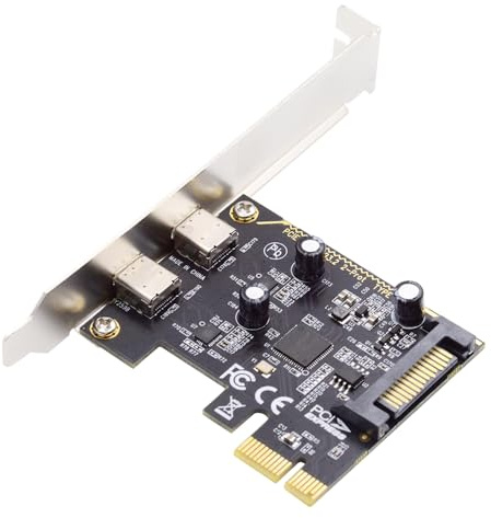 NFHK USB 3.1 Gen1 5Gbps Dual Type-C USB-C Buchse auf PCI-E Express 1x Kartenadapter ASM1042 mit Low-Profile-Halterung