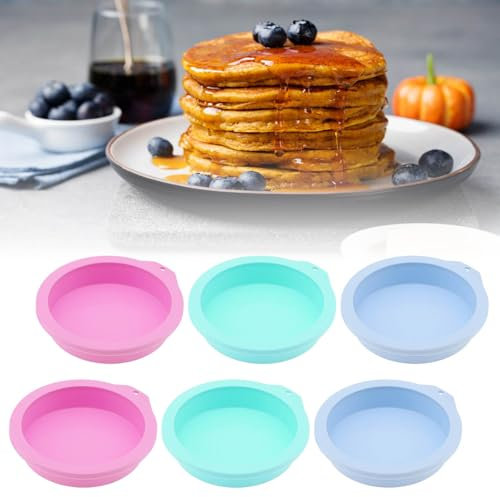 Moules à Œufs pour Air Fryer - Lot de 6 Pièces - Moules en Silicone Résistant à la Chaleur - Accessoires Air Fryer Antiadhésifs - Moules à Cake Ronds - Idéal pour Muffins, Œufs, Pancakes et Toasts