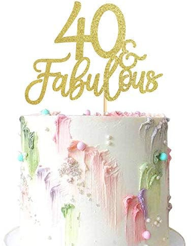 Anemowind 3pcs Gold 40th Fabulous Cake Toppers 40 and Fabulous Cake Toppers for Happy 40th Birthday Cheers to 40 Party Decorations 40 Anniversary Birthday Cake Decorations Supplies