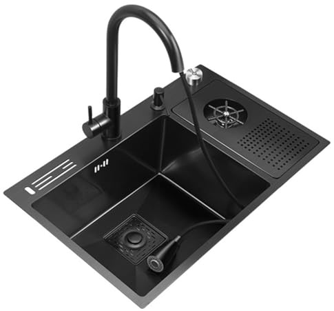 Fregaderos de cocina, fregadero de cocina de un solo tazón con sifón, lavadora, cesta de drenaje, fregadero de acero inoxidable, barra de fregadero, lavabo, lavabo para renovación del hogar