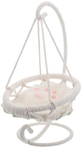 HOMOCONO Mini-Hängesessel für Puppen: Miniatur-Korbschaukel für Puppenhauszubehör – Puppenhaus-Hängemöbel, Miniaturmöbel zum Rollenspiel