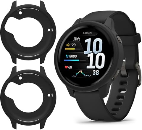 GIOPUEY Hülle Kompatibel mit Garmin Venu 4 41mm, [2 Stück] Schutzhülle Weich TPU Silikon Schutz Case Cover - Black