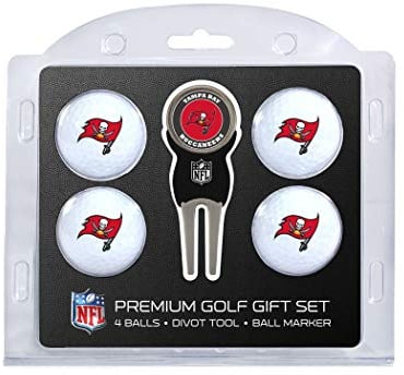 Team Golf NFL Regulation Size Golf Balls (4 Count) & Divot Tool with Removable Double-Sided Magnetic Marker