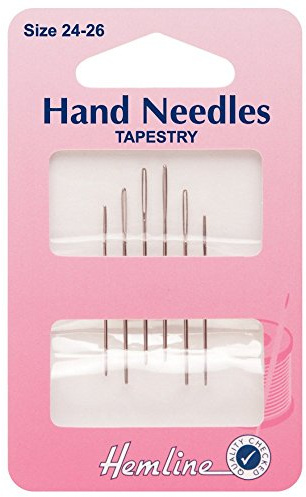 Buosha - Assorted Upholstery Needles No. 24 to 26: Tapestry, Embroidery, Canvas Embroidery - Grey, Blunt Point, Metal, 6 Pack