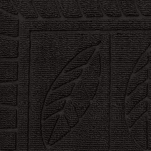 Douceur d'Intérieur TAPIS D'ENTREE 45X75 DEMI-LUNE FEUILLES NOIR, Coton, 75 x 45 cm