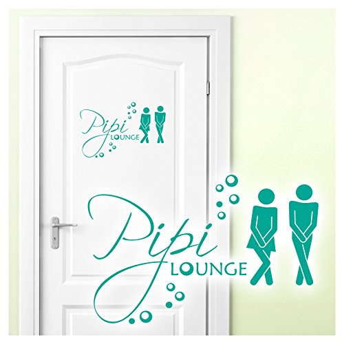 Grandora Wandtattoo Sprüche PIPI Lounge Mann Frau I türkis 17 x 11 cm I WC Türaufkleber Piktogramm Bad Badezimmer Wandaufkleber Wandsticker W755