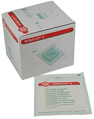 NOBATOP®-steril 8, Vliesstoffkompressen, Wundauflagen, 10x10 cm 4-lagig, 60x2St
