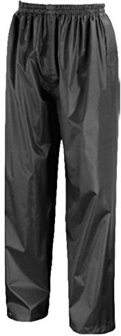 Rainsuit Shop Kids Waterproof Over Trousers in Black, Pink, Red or Royal Blue Childs Childrens Boys Girls (7-8 Years, Black)