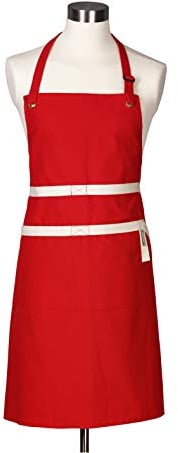 Le Creuset 4-Layered Textile Chef’s Apron, Bibbed, Stain Resistant, Red, 95000700600000