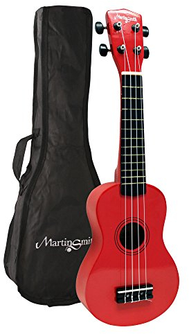 Martin Smith Soprano Ukulele mit Ukulele Bag & Chord Book - Rot
