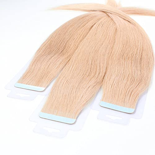 hair2heart Tape Extensions Echthaar Glatt - 10 Tapes 2.5g 40cm Lichtblond Gold Asch