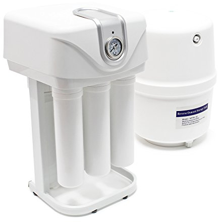 Naturewater NW-RO50-G1 5 Stufen Umkehrosmose 180 L/Tag mit Rahmen, Druckanzeige und staubdichtem Gehäuse, RO Omsoseanlage für sauberes Trinkwasser