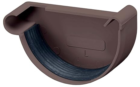 INEFA Testata per grondaia, semicircolare, in PVC 100mm, sinistra, marrone scuro accessori per grondaie pvc, montaggio facile a innesto, Made in Germany