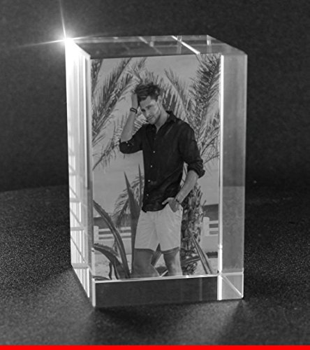 VIP-LASER 2D Gravur Glas Kristall Quader im Hochformat XL mit Deinem Urlaubsfoto. Dein Wunschfoto für die Ewigkeit Mitten in Glas! Groesse XL = 80x50x50mm