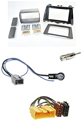 Einbauset : Autoradio Doppel-DIN 2-DIN Blende Einbaurahmen Radioblende schwarz + ISO Radio Adapter Kabel Adapterkabel + Antennenadapter für Mazda 6 (GH) 02/2008-12/2012
