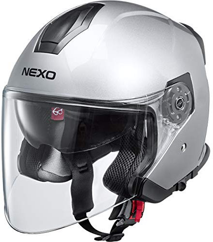 Nexo Jethelm Motorradhelm Helm Motorrad Mopedhelm Jethelm Travel 2.0 silber S, Unisex, Chopper/Cruiser, Ganzjährig, Thermoplast