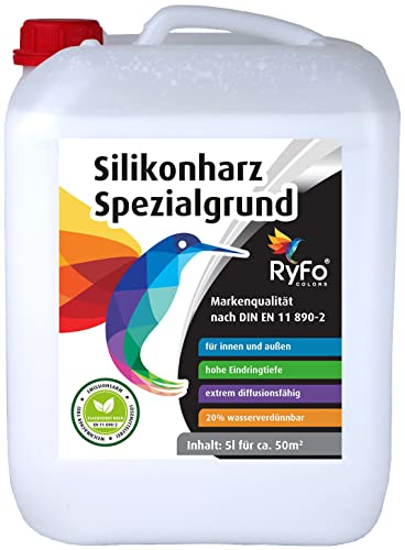 RyFo Colors Silikonharz Spezialgrund 5l (Größe wählbar) - Siliconharz-Grundierung, Silikon Tiefengrund, ideal für Silikonharz-Fassadenfarbe, Fassaden-Grund, für innen und außen