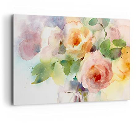 ARTTOR Wandbilder Dekoration Wohnzimmer Rose Blume Garten Bilder auf Leinwand 120x80cm Leinwandbild Schlafzimmer Küche Deko Wand Kunstdruck Art Groß XXL Wanddeko Bild Wall Decor Canvas AA120x80-3910