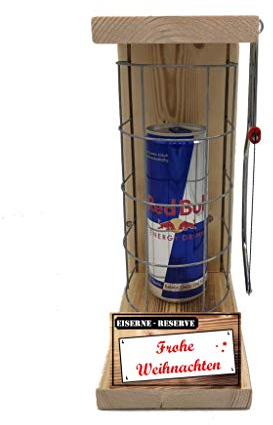 Geschenkideen Weihnachten lustig für Männer Frauen Geschenkidee Red Bull Eiserne Reserve Gitter incl. Notsäge Text rot Frohe Weihnachten Energy Drink (1 x 0.473 l)